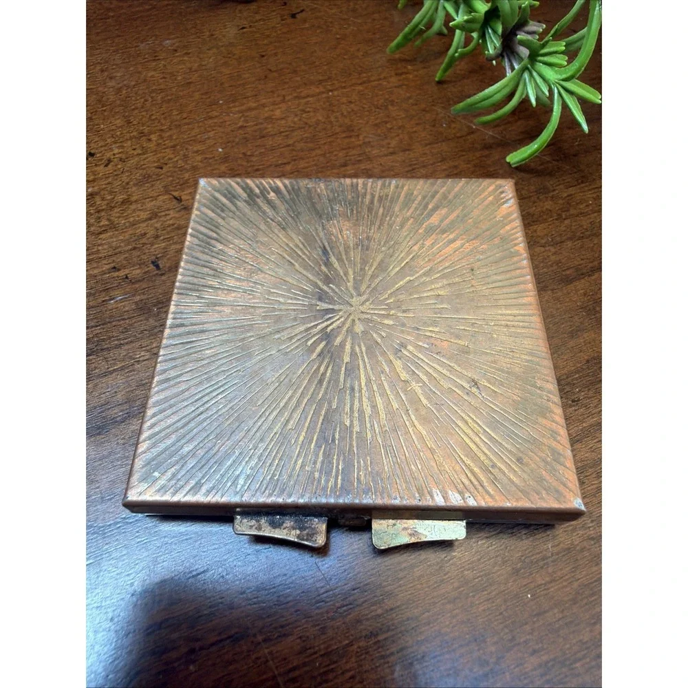 Square Pill Box Compact - Vintage MCM Mid Century Modern - Pill Holder